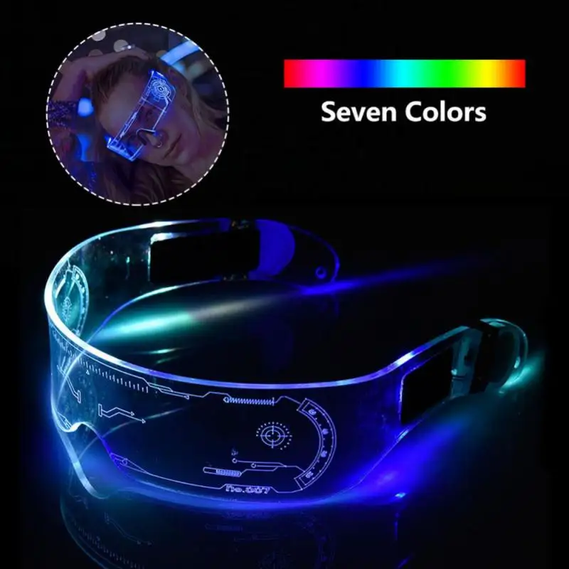 Colorful Luminous Glasses LED Glasses Futuristic Electronic Visor Glasses for Christmas Party Bars Rave Festival Dancing Shows