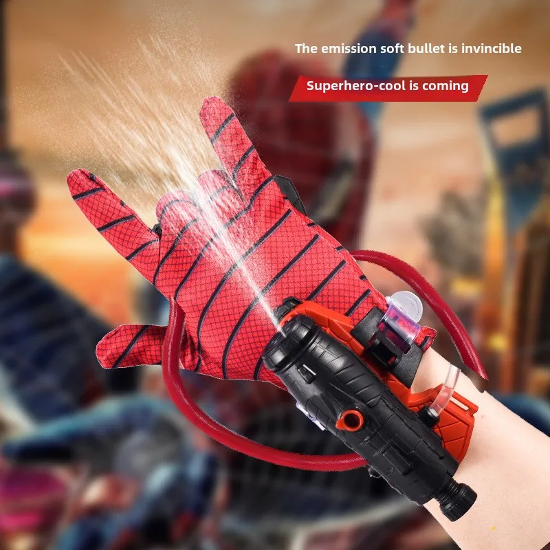 Le lanceur de gants de poignet Spider-Man explosif appuyez sur un pistolet à eau à double injection pour enfants et adultes, jouet de pagaie à bras portable