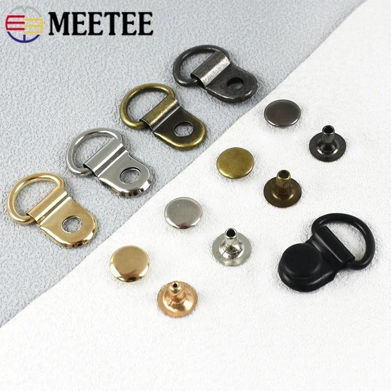 20/50Pcs Side Clip Nail Metal Buckles 9*14mm D Ring Hook Climbing Boots Connector Clasp Picture Frame Rivet Hanger Carabiner