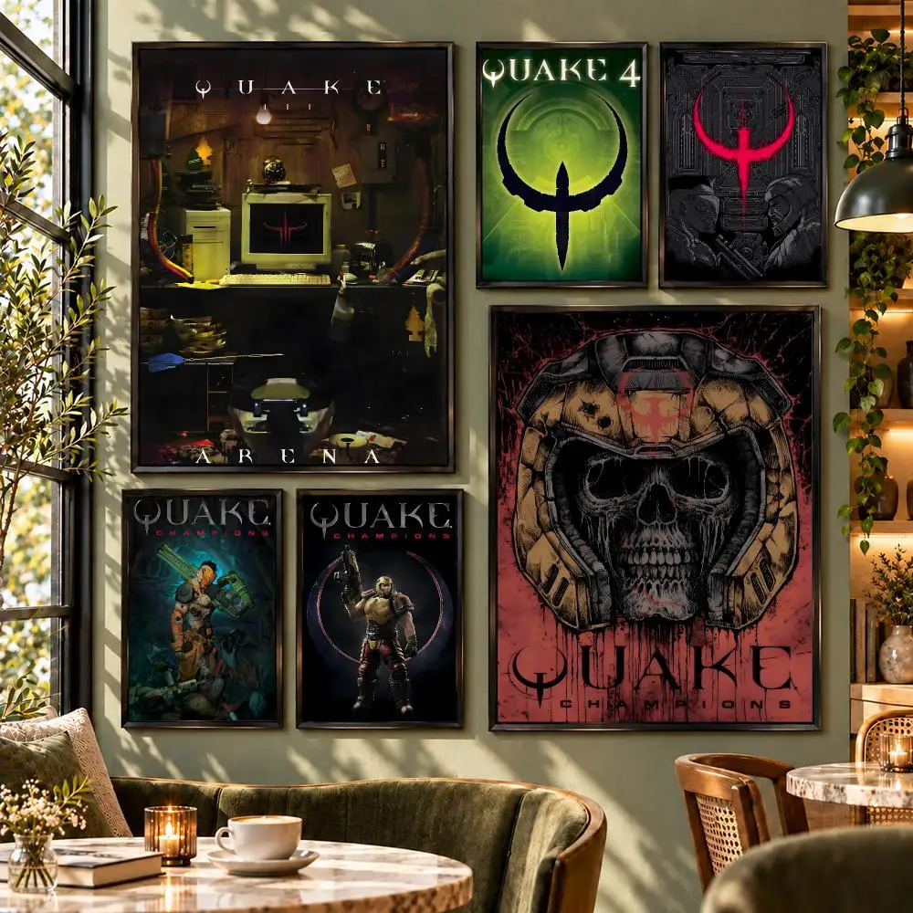 Game Quake Retro FPS Shooter Gothic Poster HD Self Adhesive Wall Decor for Bedroom Dorm Room Office Gaming Room Gift