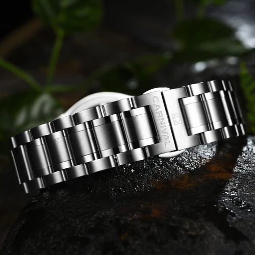 Imagen 2 del producto Reloj de pulsera de cuarzo a la moda de marca Carnival para Hombre, relojes militares luminosos de acero inoxidable de lujo, Reloj resistente al agua para Hombre