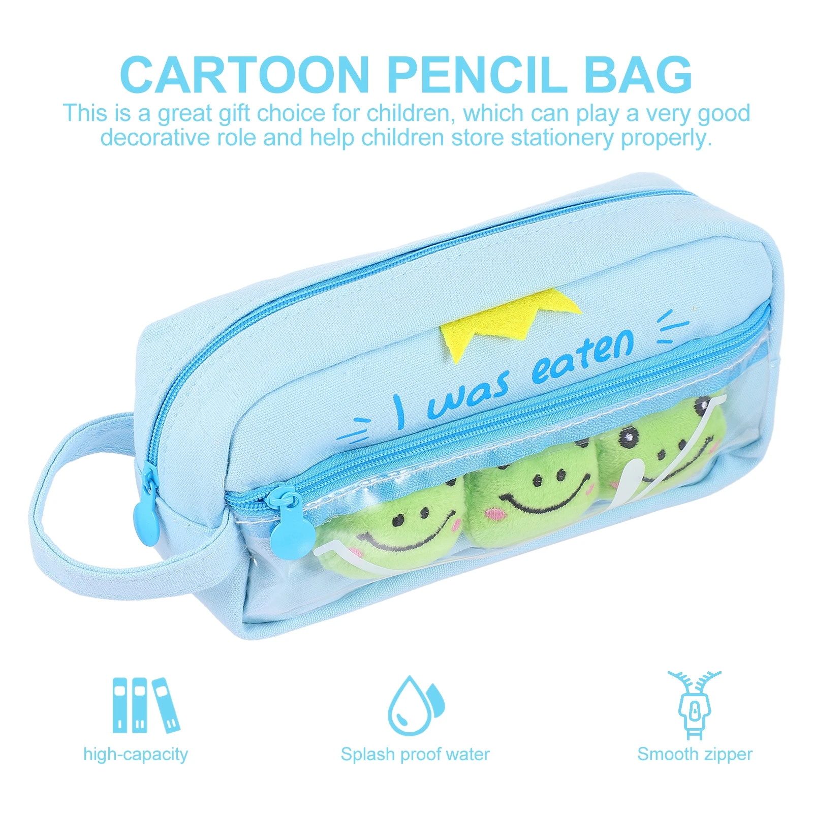 

Сумка большой емкости, школьные канцелярские принадлежности, сумка с мультяшными животными на молнии, синий органайзер для хранения студенческих принадлежностей, тонкая текстура