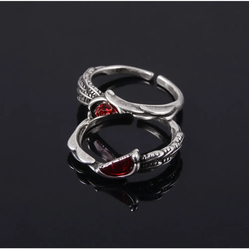 Japanese Hero Stories Rider Couple Ring Men's and Women's Fashion Adjustable Open Mouth Broken Coin Pair Ring Accessory Cosplay