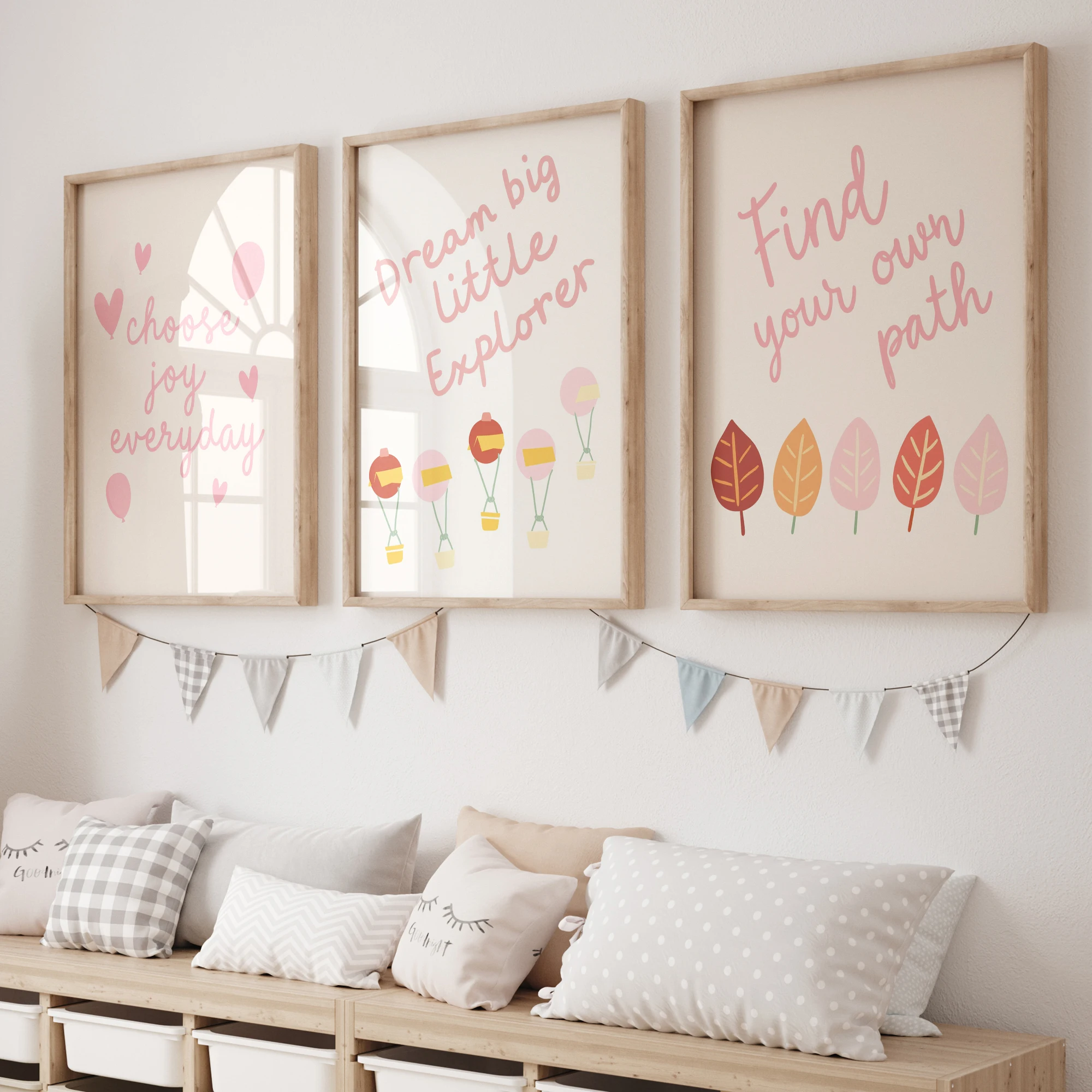 3pcs Cartoon Sincere Inspirational Quotes Wall Art Print Canvas Painting Poster Picture For Kids Room,Girl's Room Home Decor