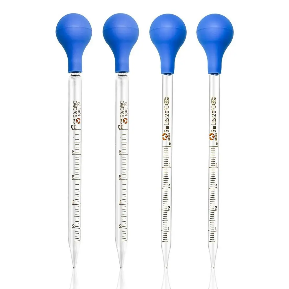 1 PC ยางหลอดไฟ 10mL Dropper แก้วแก้วใสสําเร็จการศึกษา Transfer Pipette ยา Dropper Pipettes ห้องปฏิบัติการวิทยาศาสตร์