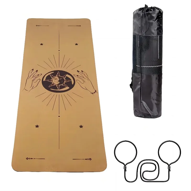 

YTYIN Customized Anti Slip Anti Sweat Recyclable Material Eco-friendly With Alignment Line Cork Yoga Mat 8 Mm