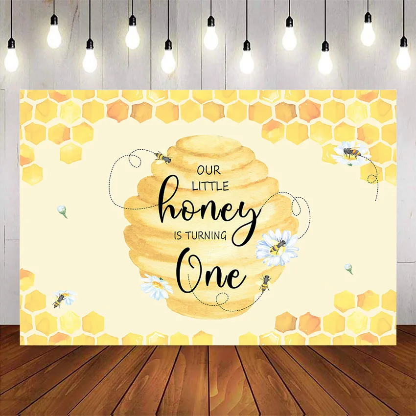 Honeycomb Baby Shower backdrop little honey 1st birthday party decoration Yellow honeycomb pot background first birthday party