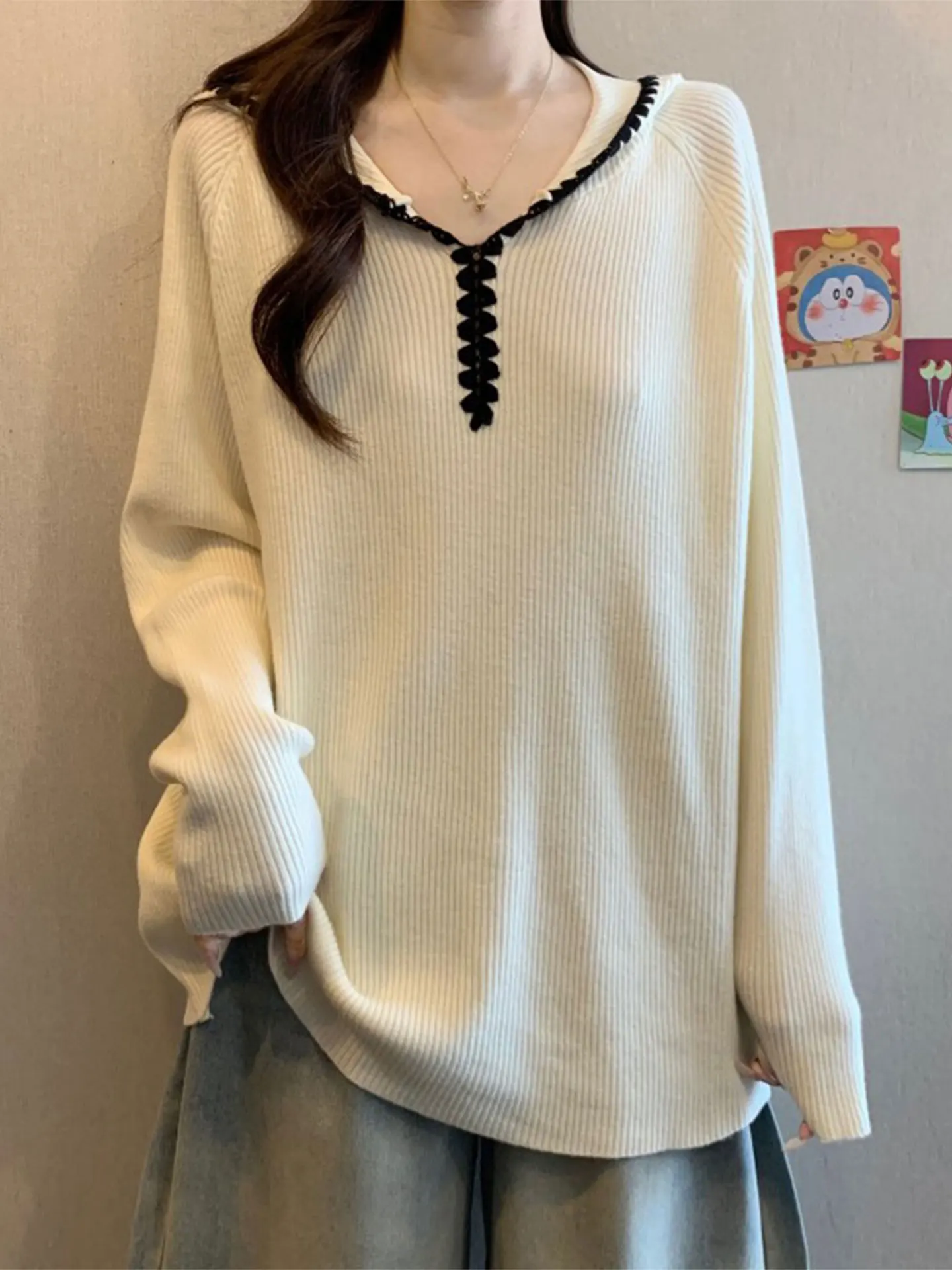 

Женская толстовка с капюшоном Lazy Sle Long Sve, вязаный свитер средней длины, повседневный свободный крой, весенний удобный топ больших размеров