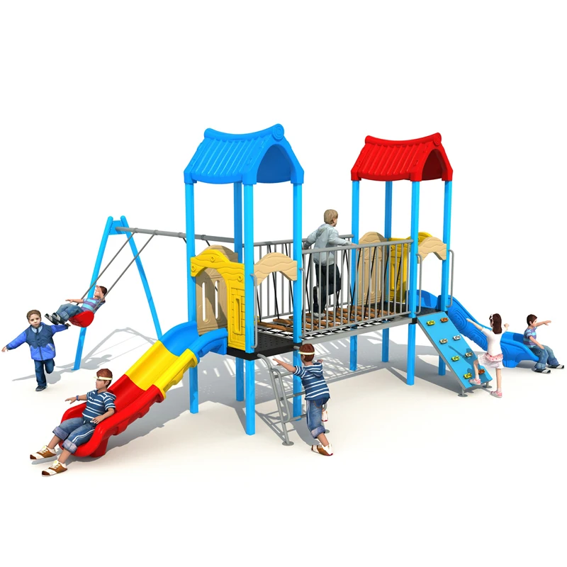 Manufacturer Customized Steel Garden Series Sports Parks Family Playground Swings Climbing Nets Combination Slides for Home Use2