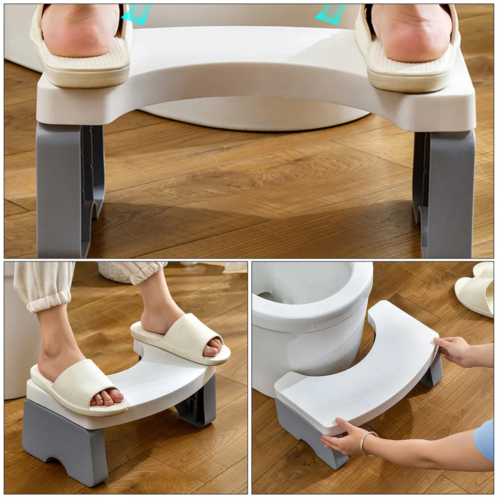 

Toilet Footstool Bathroom Chair Home Footstool Potty Stool Plastic White Child Non Slip Easy Clean Compact Space Saving