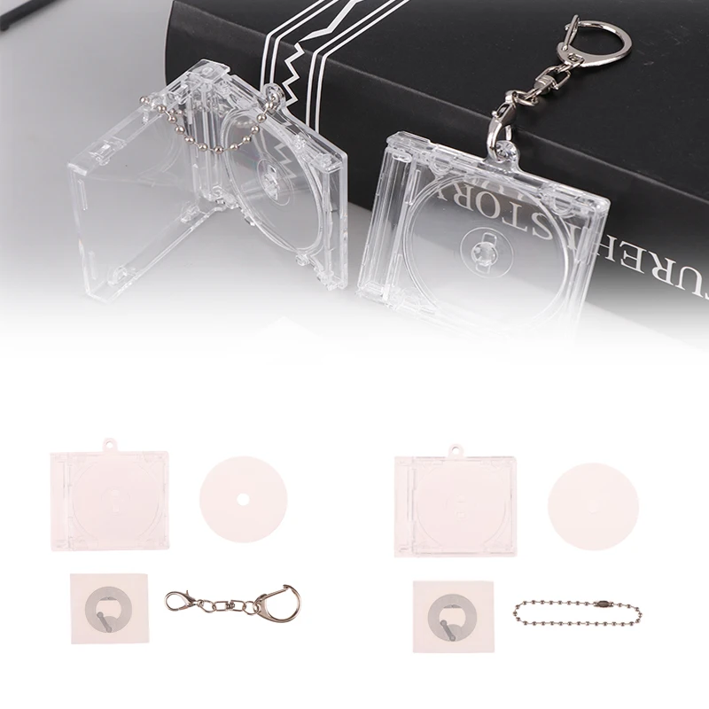 Peripheral Commemorative Blank Album Mini CD Case Keychain CD Player Shaped Key Pendant For DIY Backpack Hanging Decoration 1PC