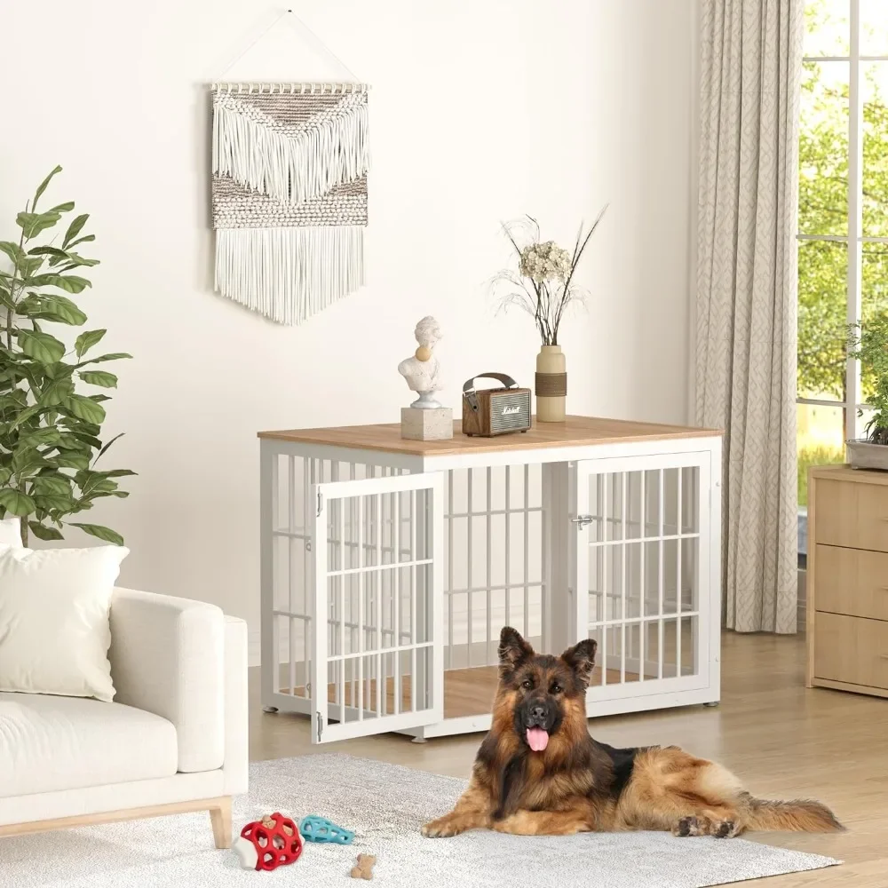 

Heavy Duty Dog Crate for Large and Medium Dogs, Decorative Pet House End Table, Wooden Cage Kennel Indoor