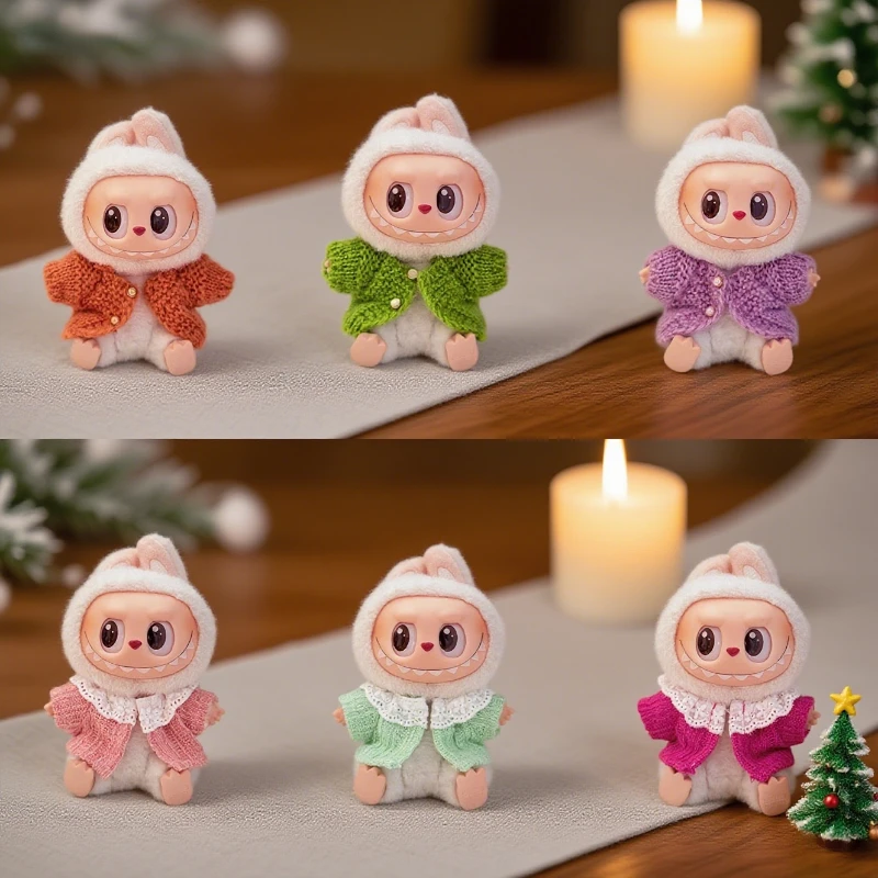 

17cm Labubu 1st-3rd Gen Clothes & Pendants Labubu Doll Outfits Cute Vest Knitwear Sweater Cardigan Accessories