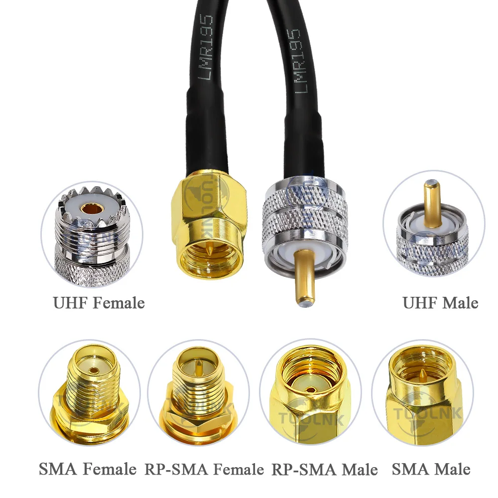 LMR195 SMA to Uhf Male/Female  RF Coaxial Cable 50ohm LMR195 Coax Pigtail Wire Antenna Jumper Cable for Microwave Radio Project