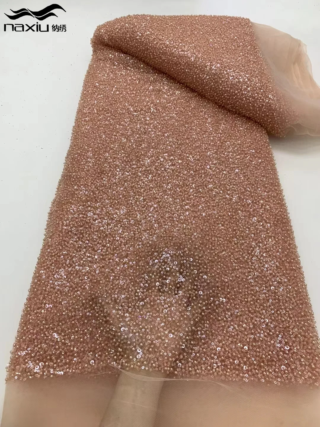 

Madison African Sequins Lace Fabric 2024 High Quality Fashion Nigerian Beads Embroidered French Tulle Fabric For Nigerian Dress