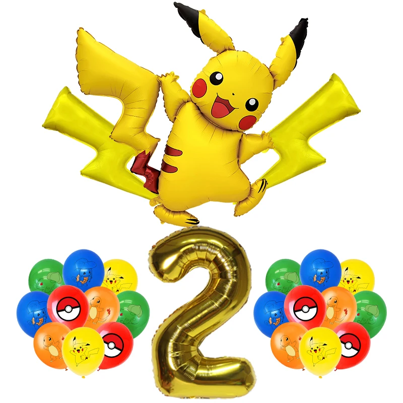 Pokemon Verjaardagsfeestje Decoratie Nieuwe Ligntning Pikachu Ballon Kid Event Supplies Wegwerp Servies Banner Achtergrond Plaat