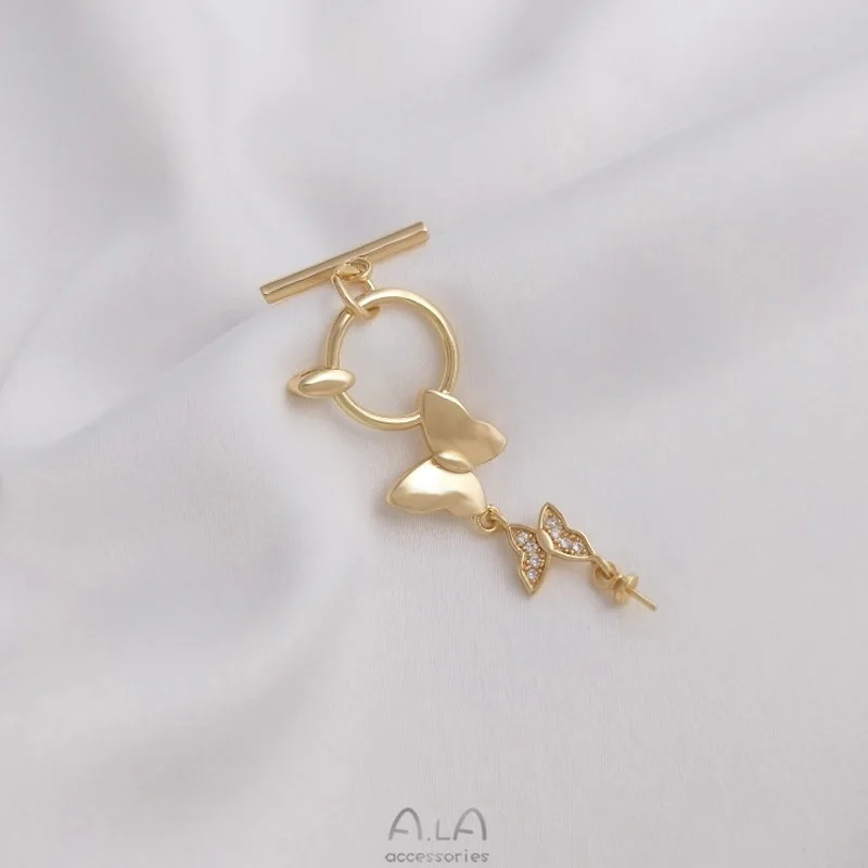 

Позолоченная 14-каратным золотом застежка-бабочка OT с подвеской-держателем для жемчужины «овечий глаз», для самостоятельного изготовления ожерелий и ювелирных изделий