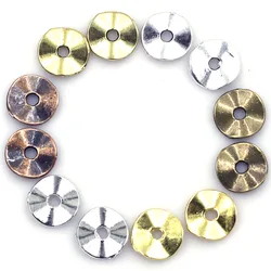 50Pcs/100Pcs Spacer Beads Wave Round Zinc Metal Silver Gold Bronze Copper Color Jewelry DIY Making Accessories 9mm