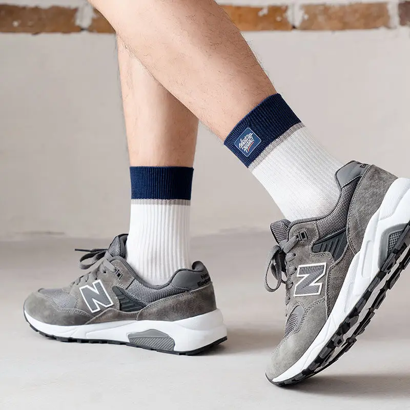 10/20/40Pairs Men's Athletic Socks Set Breathable Mid-Crew with Letter Designs for Sports Casual Wear Quick-Dry Student Socks