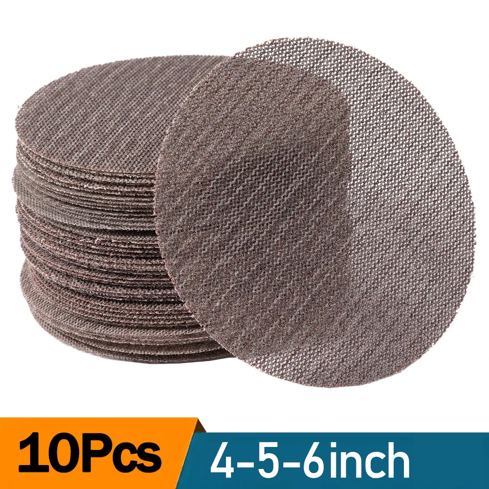 

10Pcs 4/5/6inch Mesh Sanding Discs Hook&Loop Abrasive Dust Free Disc Anti-Blocking Sharp Grinding Sandpaper for Wood Furniture