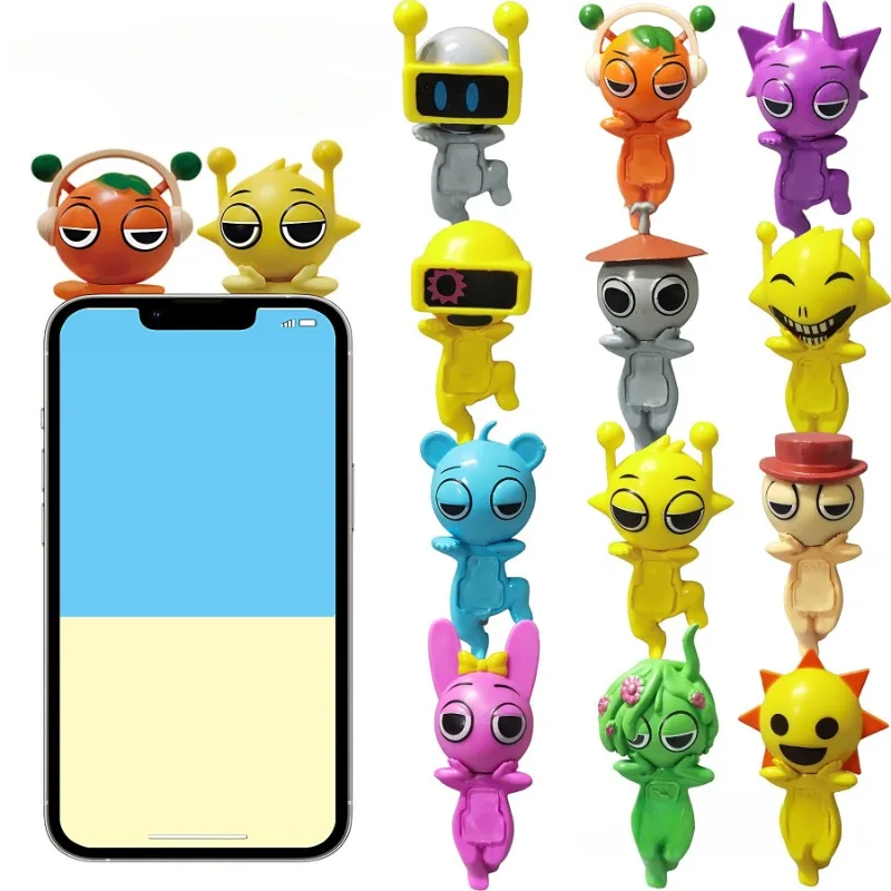 

12pcs Sprunki Incredibox Action Figures Anime Doll Hanger Car Computer Mobile Phone Decorations Figure Come with Sticky Gifts