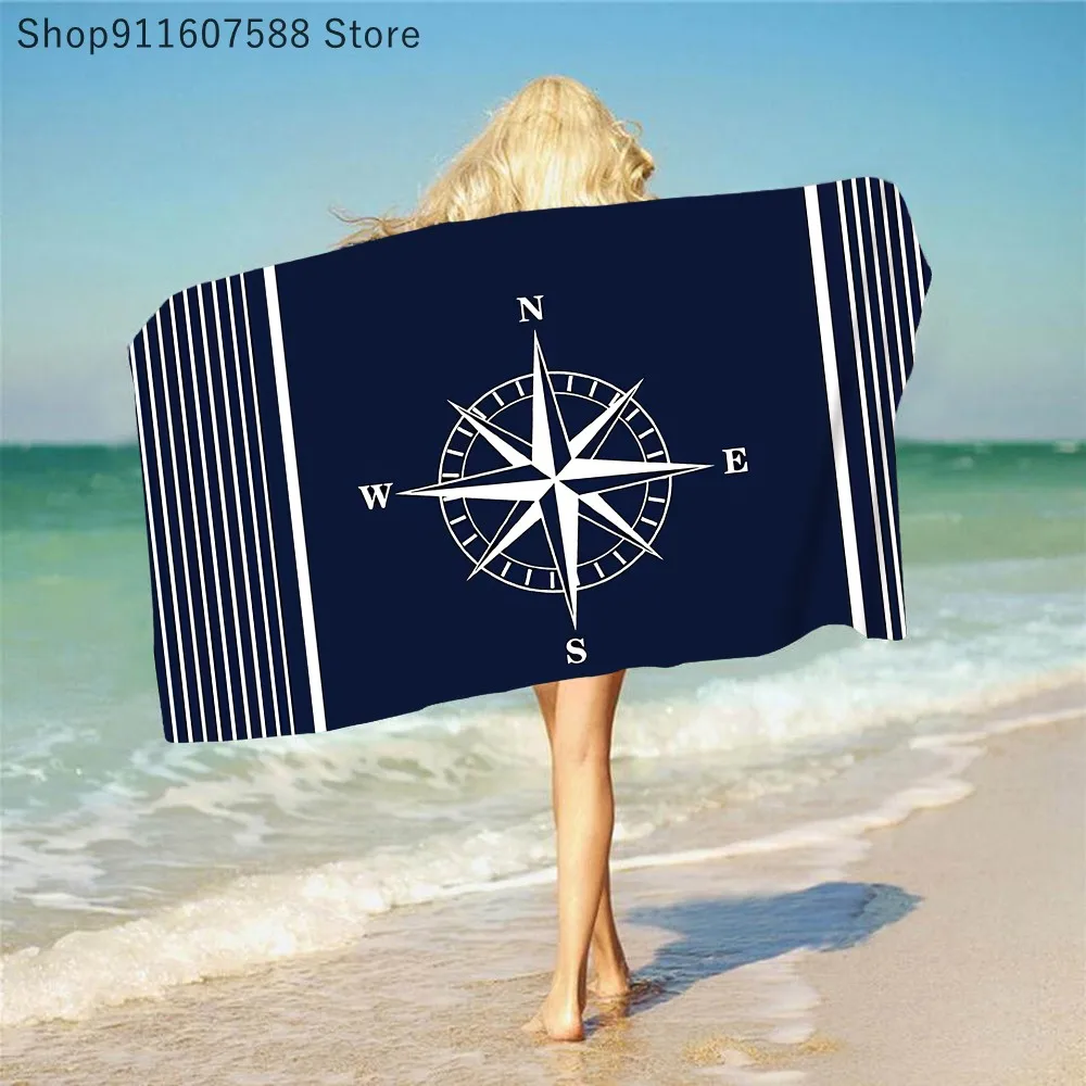 

Dark Blue Boat Anchor Beach Towel Beach Bathroom Bath Towel Fashion Adults Blanket Without Sand Customizable 70x140cm