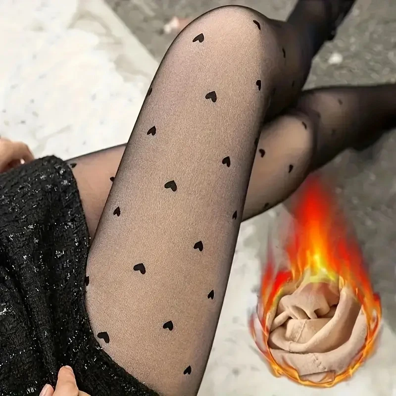 Women Fleece Tights Woman Warm Winter Pantyhose Sexy Translucent Stockings Thermal Elasticity Panty Fashion Leggings Female