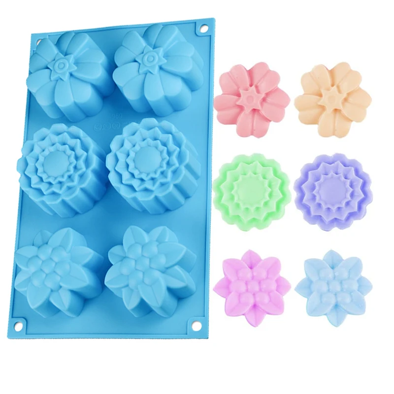 3D Flower Cake Silicone Mold For Baking Handmade Soap Making Supplies Lotion Bars Jelly Chocolate Wax Melt Kitchen Accessories