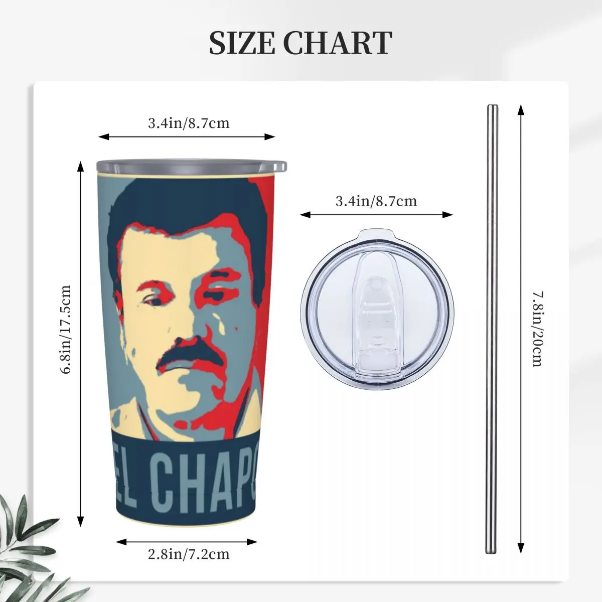 Joaquin El Chapo Guzman Narcos Crime TV Pablo Escobar Stainless Steel Tumbler Mugs Thermal Cold Cup Straw With Lid 20oz