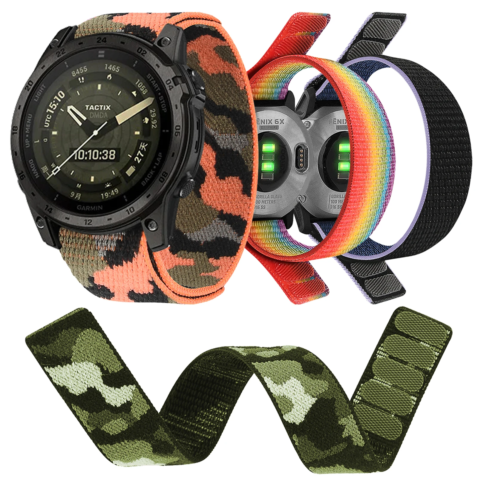 26/22mm Hook & Loop Nylon Strap For Garmin Tactix 7 AMOLED Delta Bravo Band For Garmin Fenix 7X 6 PRO 5 3 Outdoor Sport Bracelet