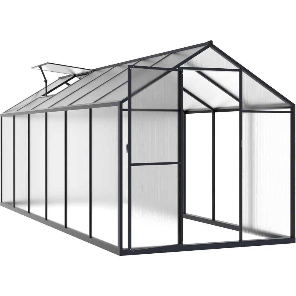 ’ Greenhouse for Outdoors, Upgraded Rivet Structure Greenhouse with 2 Vents, Lockable Door, 4mm Twin-Wall Polycarbon