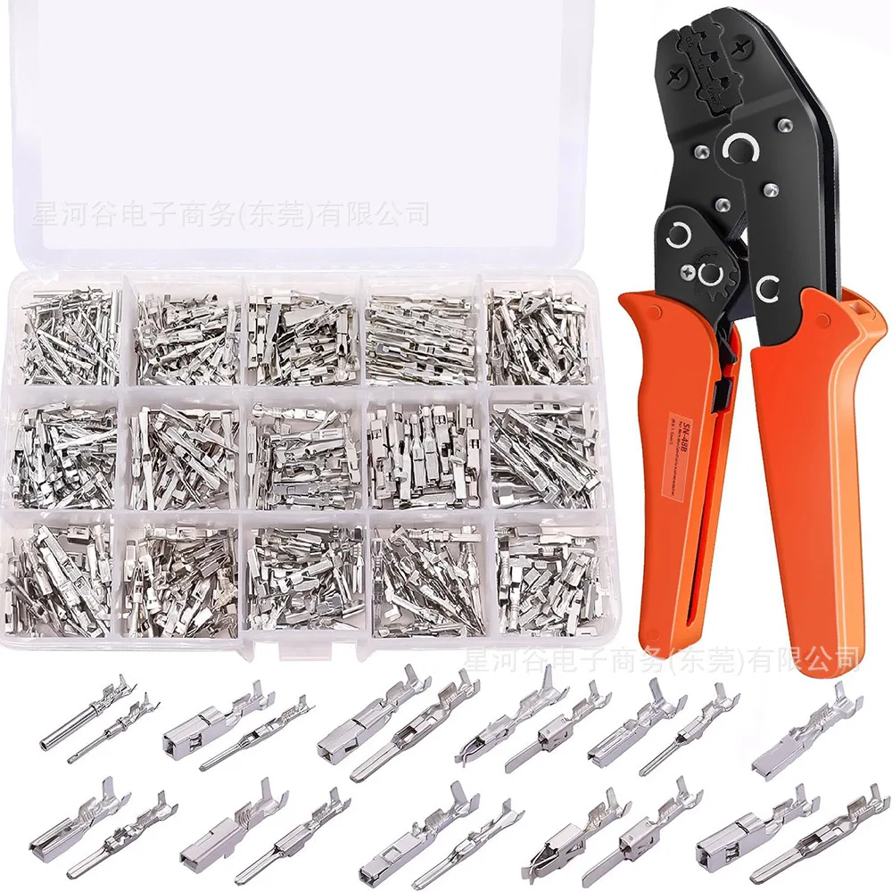 

290Pcs Copper Male Female Pins Crimp Connectors Terminals 48B Wire Crimping Pliers Automotive Connector Pins Crimp Terminals