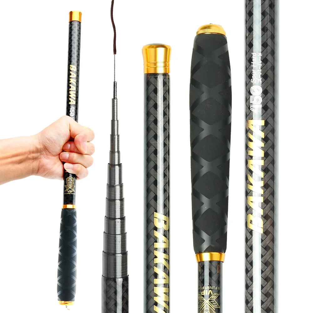 BAKAWA Telescopic Stream Fishing Rod Carp Feeder Carbon Fiber Hard Pesca 3.6M 4.5M 5.4M 6.3M 7.2M Freshwater Mini Travel Feeder