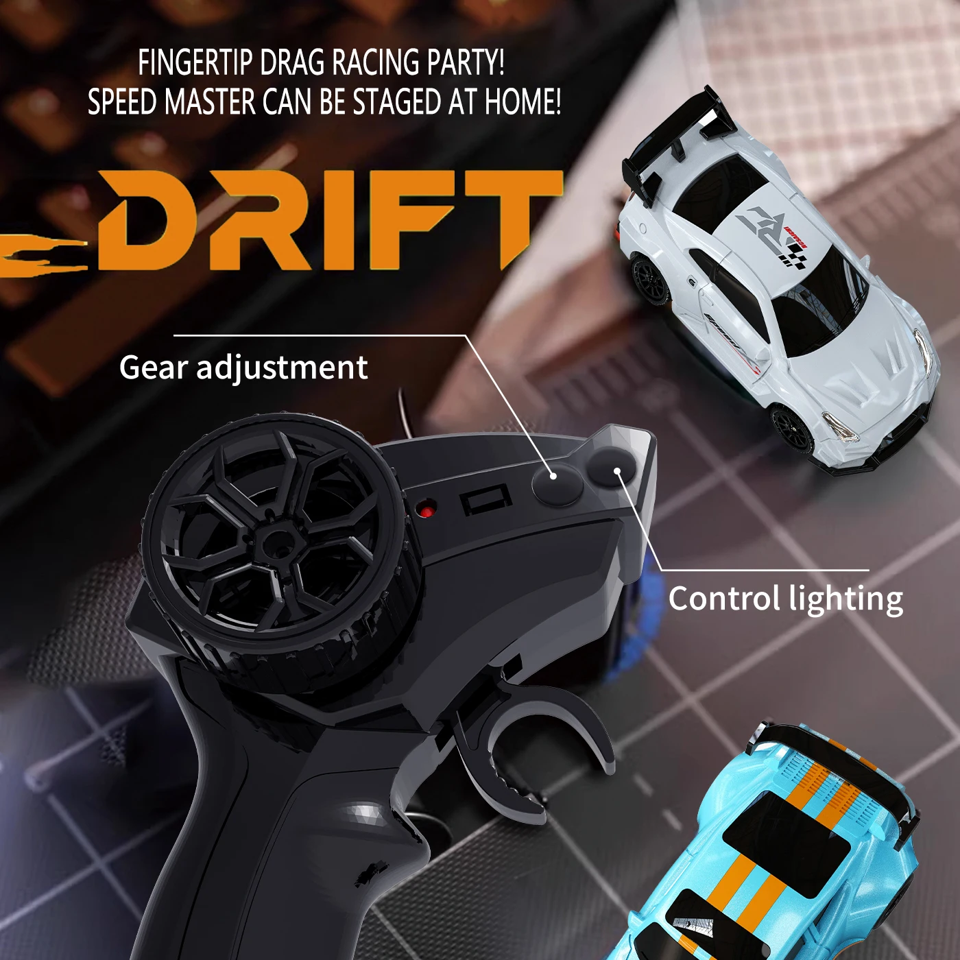 Desktop Mini RC Cars Drift Remote Control Racing Car LED Light 1/64 High Speed GTR Small Car Model Kids Toys Boy Birthday Gifts view 3