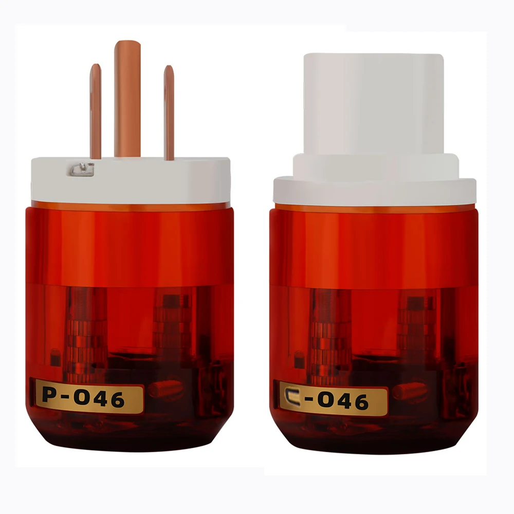

Pair P-046E/C-046 Pure Red-Copper US Power Plug +IEC Connector Series for Power Cable White End PLUG