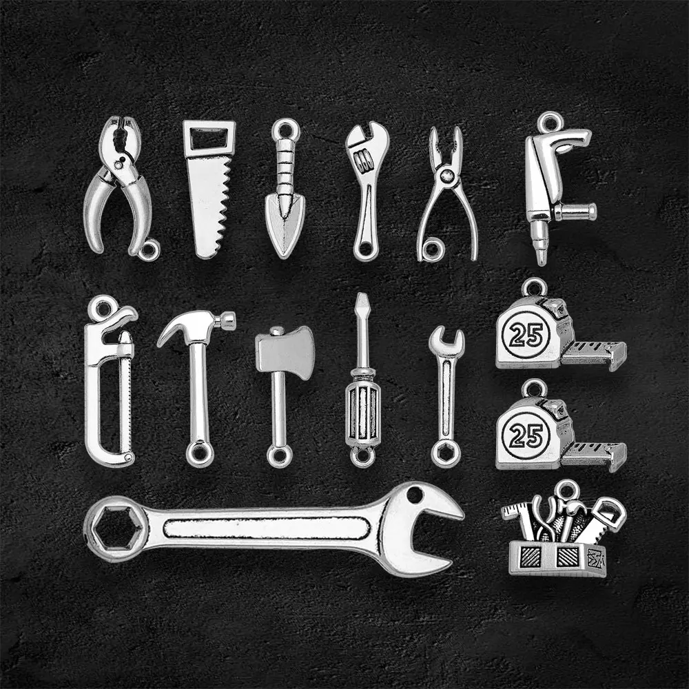 Antique Silver Plated Wrench Screwdriver Axe Hammer Charms Saw Pliers Pendants For Diy Jewelry Making Findings Craft Wholesale - view 2