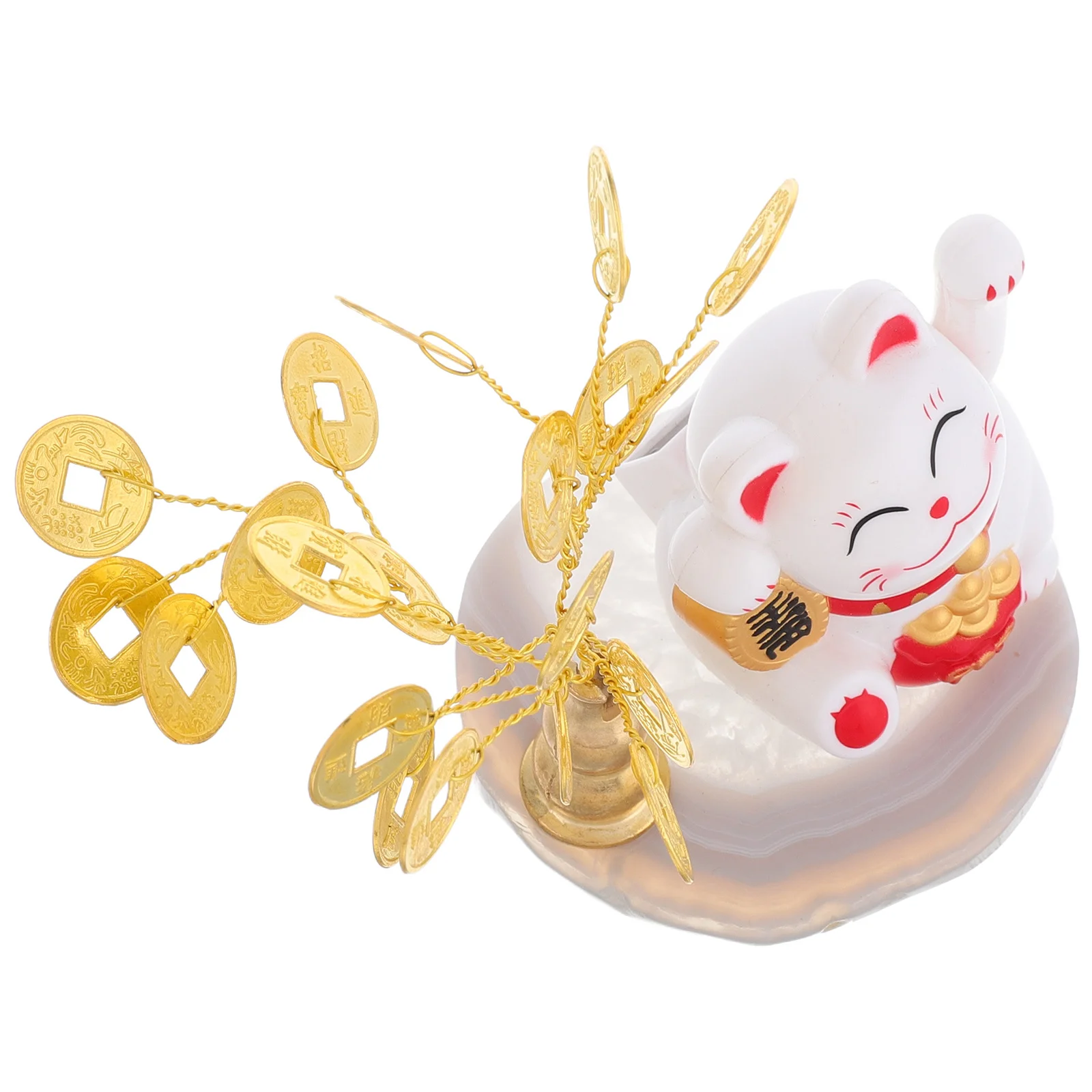 

Mini Good Luck Cat Prosperity Money Tree Cute Ornament Feng Shui Home Decor Fortune Coins Fortune Decoration