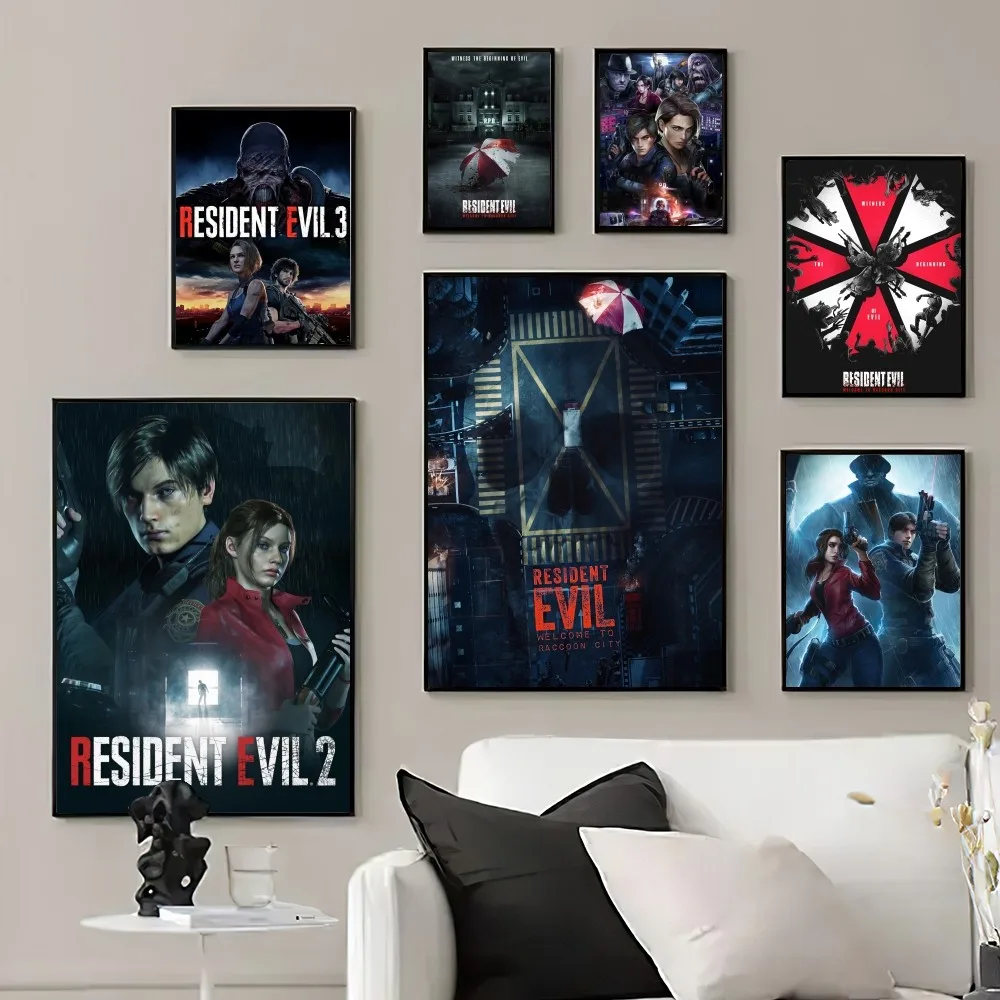 Peinture sur toile de jeu R-RESIDENT EVIL, affiche imprimée, images murales, décoration de salon, petite maison