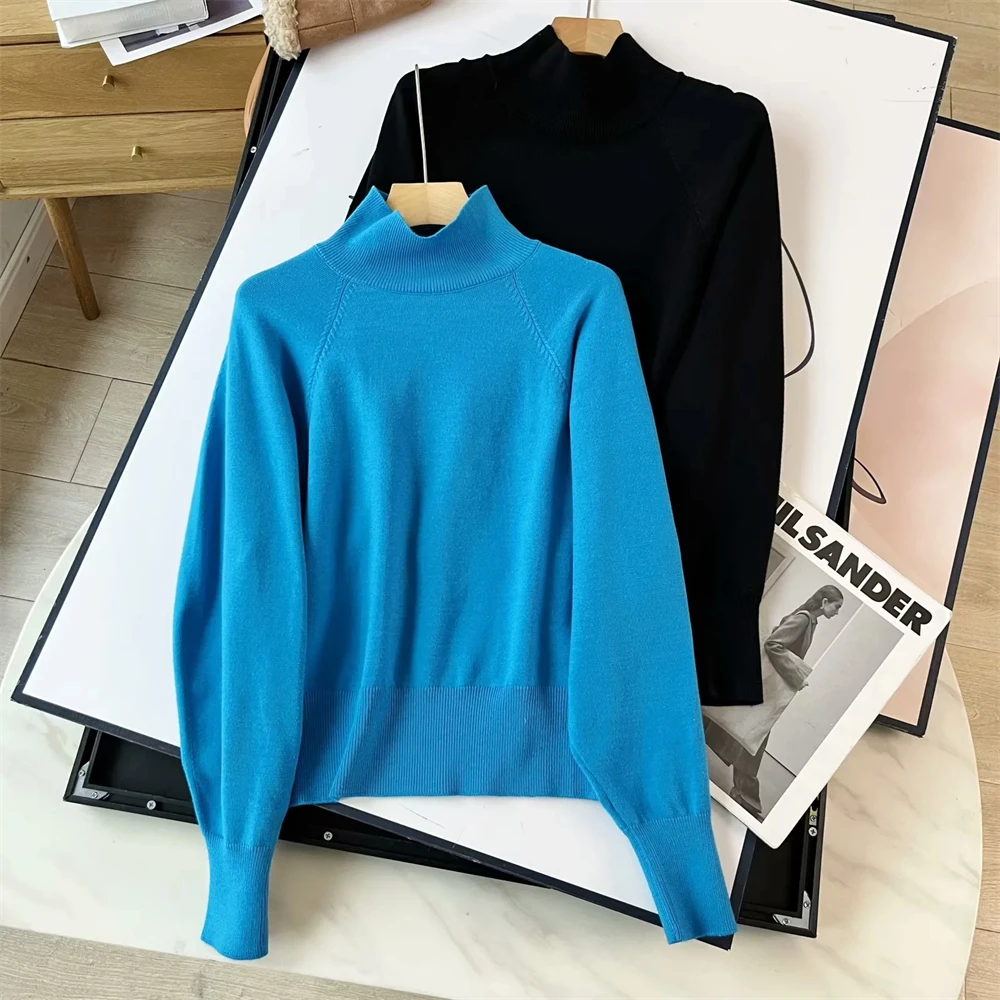 Cos Lris2024 Autumn New Product Bat Sleeve High Neck Elegant Simple Long Sleeve Sweater for Women 1214495002