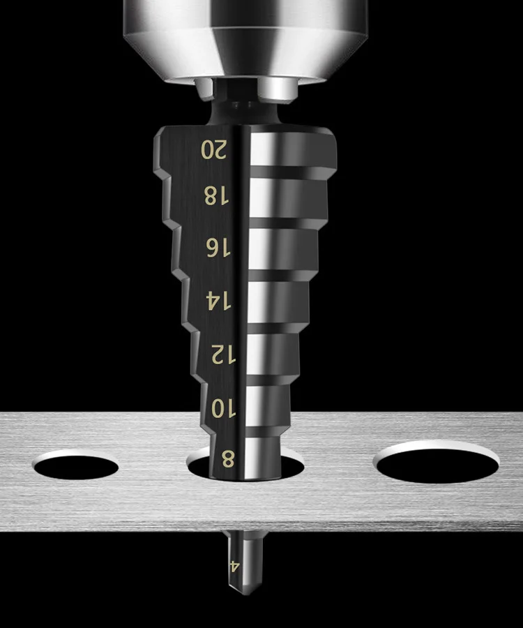 HSS Step Drill Bit 3-12mm 4-12mm 4-20mm Titanium Coated Straight Groove Bit Core Drilling Tools for Wood Metal Hole Cutter