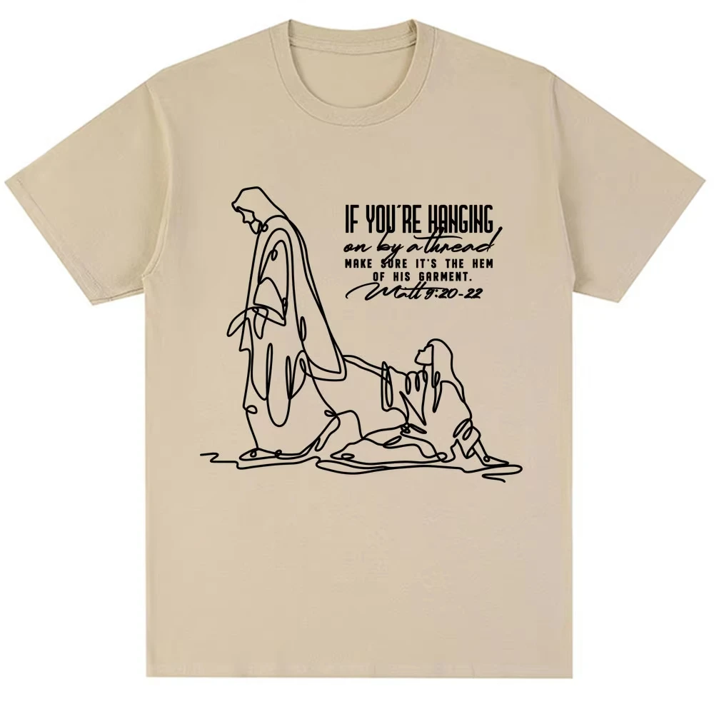 Funny Women with The Issue Touches Jesus Meme Graphic T-shirt Men Women Christian Religious T Shirt Loose Cotton Casual T-shirts