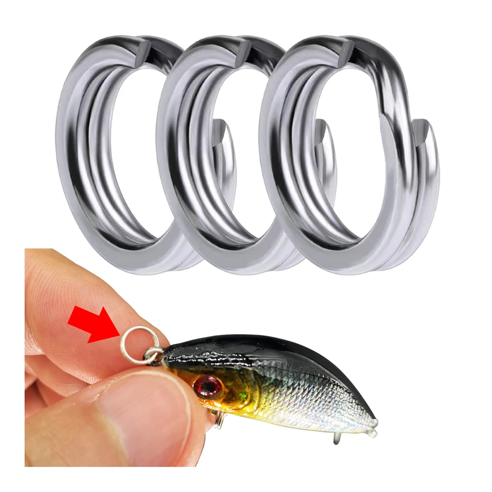 

50pcs Stainless steel fishing split Rings flat fishing swivel knot lure double ring fishing split rings strong accessories