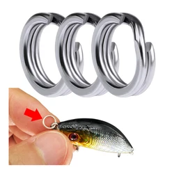 50pcs Stainless steel fishing split Rings flat fishing swivel knot lure double ring fishing split rings strong accessories