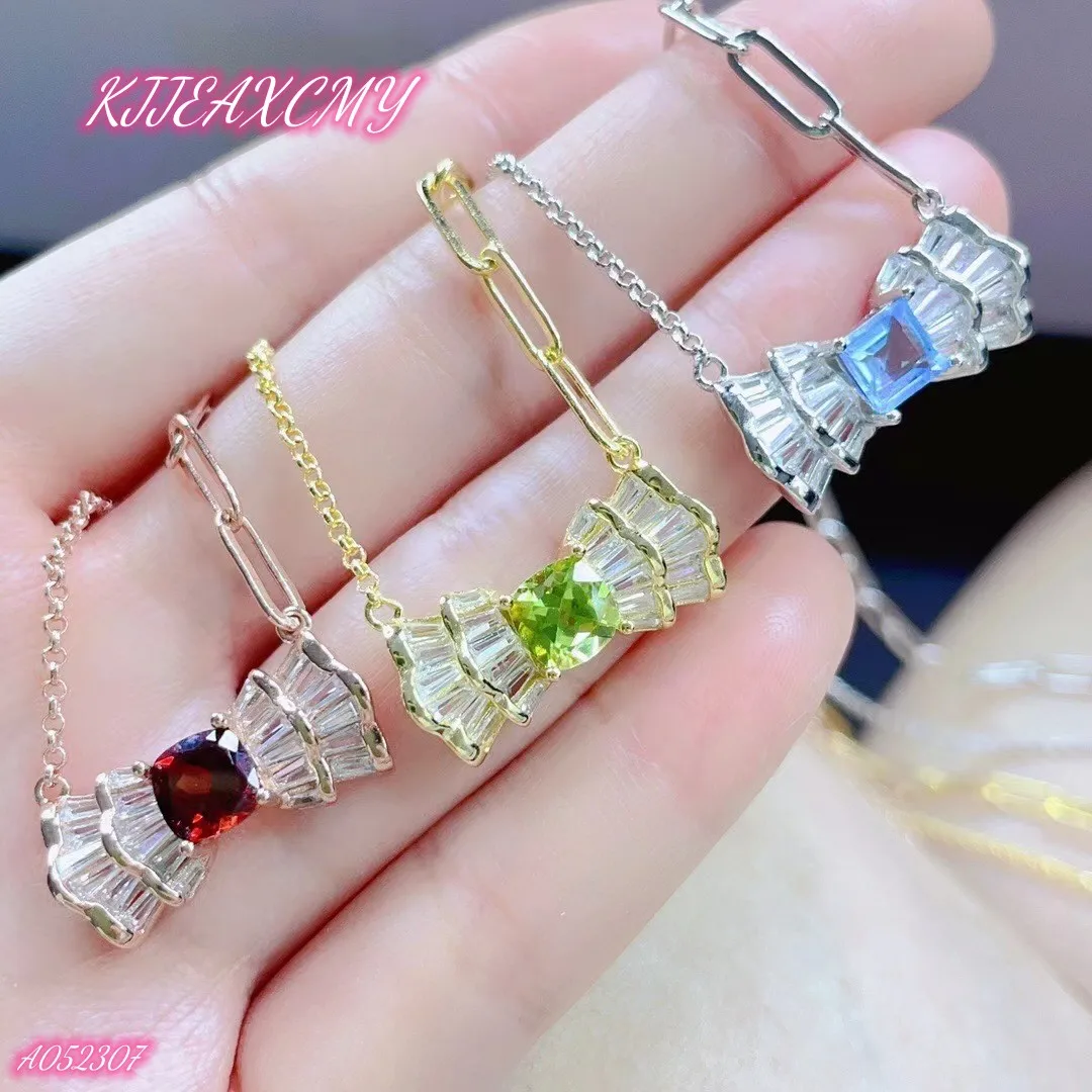 

KJJEAXCMY Brand Boutique Jewelry 925 Sterling Silver Natural Olivine Topaz Garnet Gemstone Women's Luxury Pendant