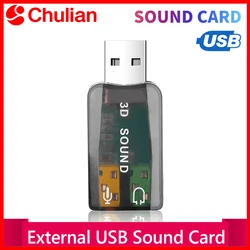 External USB Sound Card 3D Audio Headset Microphone Adapter for PC Desktop Support for Three-dimensional Sound Plug And Play