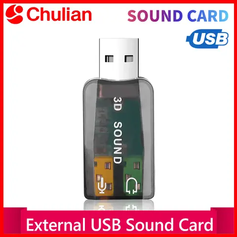 External USB Sound Card 3D Audio Headset Microphone Adapter for PC Desktop Support for Three-dimensional Sound Plug And Play