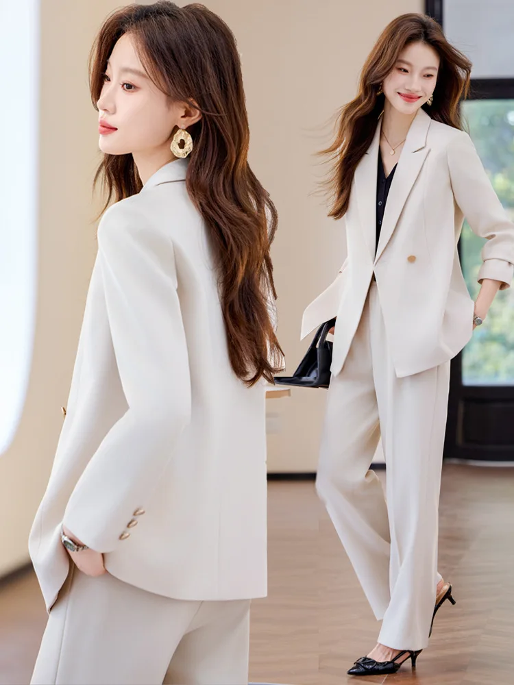 

Женский деловой костюм Off-white 2025: Новинка Весна-Осень, Элегантный офисный комплект из двух предметов