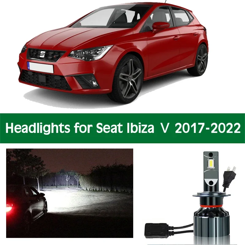 Car Headlamp For Seat Ibiza 5 2017 2018 2019 2020 2021 2022 LED Headlight Bulbs Low Beam High Beam Canbus Front Lamp Accessories