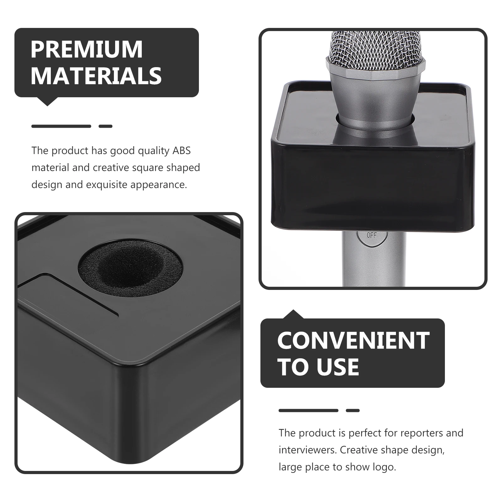 

Acrylic Microphone Station Logo Professional Interview Flag Durable ABS Material Large Display Area Reporter Accessory Mic St