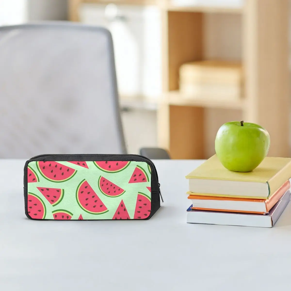 Niedliche Federmäppchen mit Wassermelonenscheiben-Motiv für Schüler, Stiftbox, Stifttasche, großes Fassungsvermögen, Stifthalter